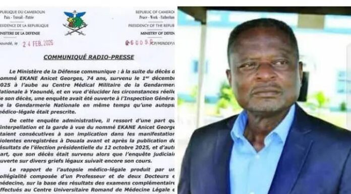 Décès d’Anicet Ekane